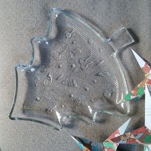 Vintage Glass Christmas Platter, Christmas Tree Platter, 12 Days of Christmas